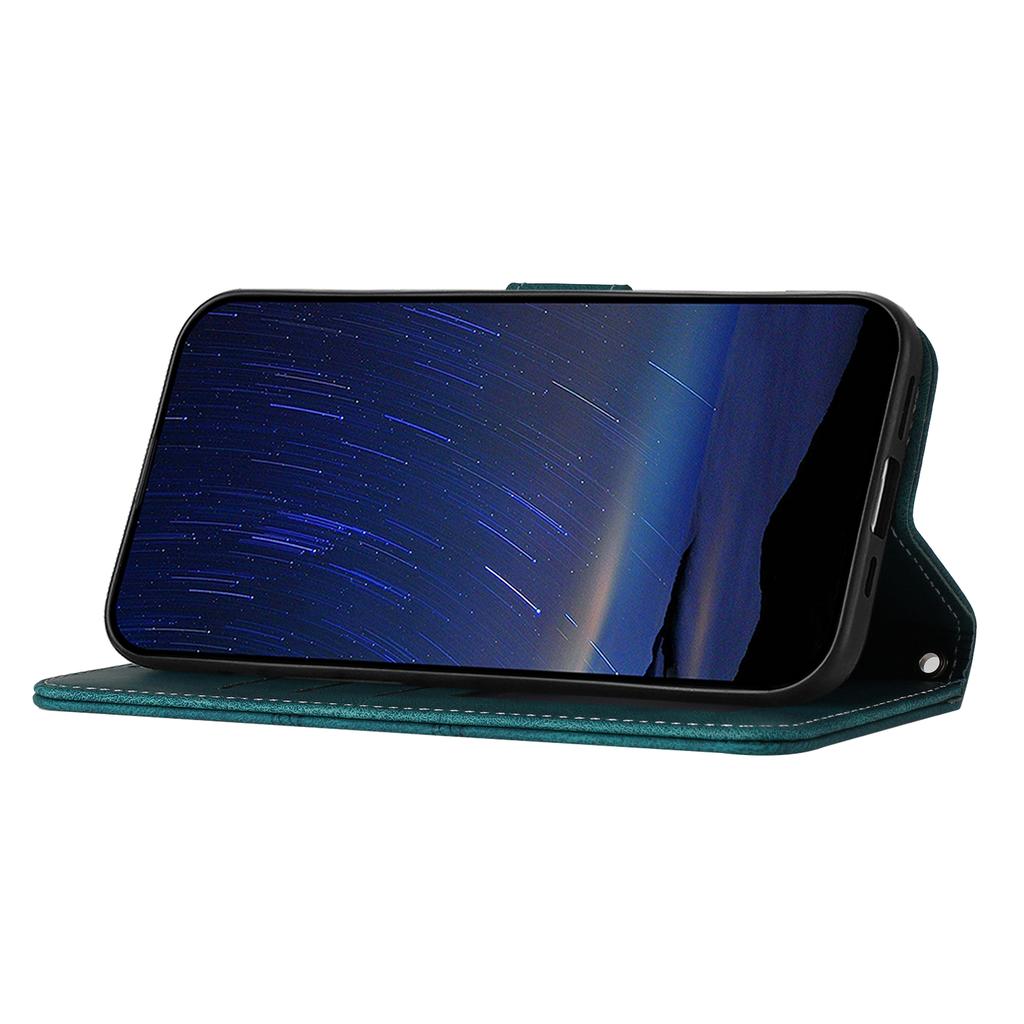 For Xiaomi Redmi 15 4G (EU) (171mm) Case Wallet Skin-Touch Leather Imprinted Phone Cover with Wrist Strap