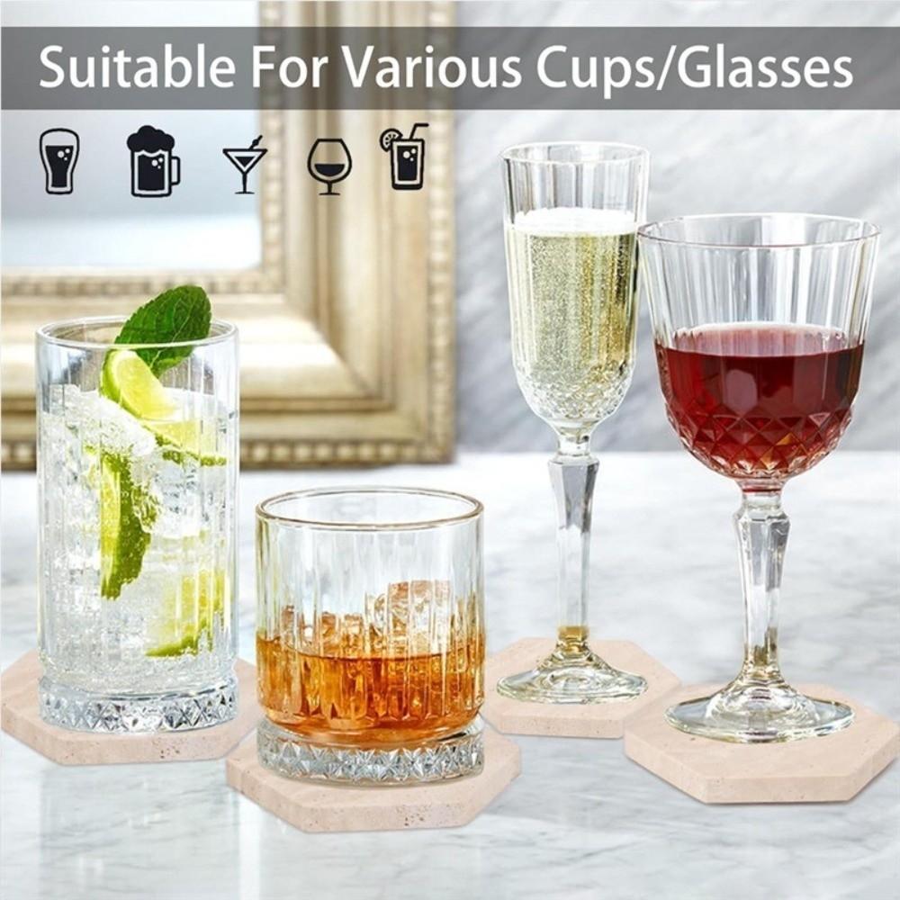 Natural Marble Coasters Placemat Vintage Combinable Jewellery Display Plate Heat Resistant Travertine Whiskey Coffee Coasters