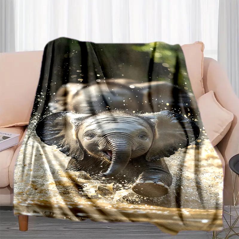 1PC Elephant Elements printed blanket, all season lightweight home office outdoor nap multifunctional blanket A14