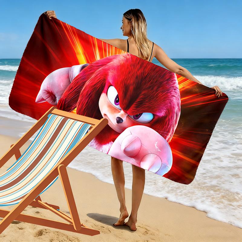 Knuckles Power Style Print Beach Towel, Large Soft Quick Dry Towel for Beach Camping Swimming