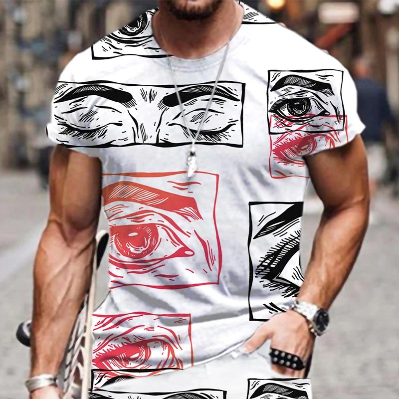 Летняя тенденция ресницы граффити 3D печатная футболка для мужчин повседневная модная футболка уличная мужская дизайнерская одежда негабаритные футболки