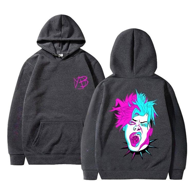 Singer Yungblud Face Double Sided Graphic Hoodie Men Women's Rock Vintage Popular Streetwear Unisex Fashion Cotton Pullover