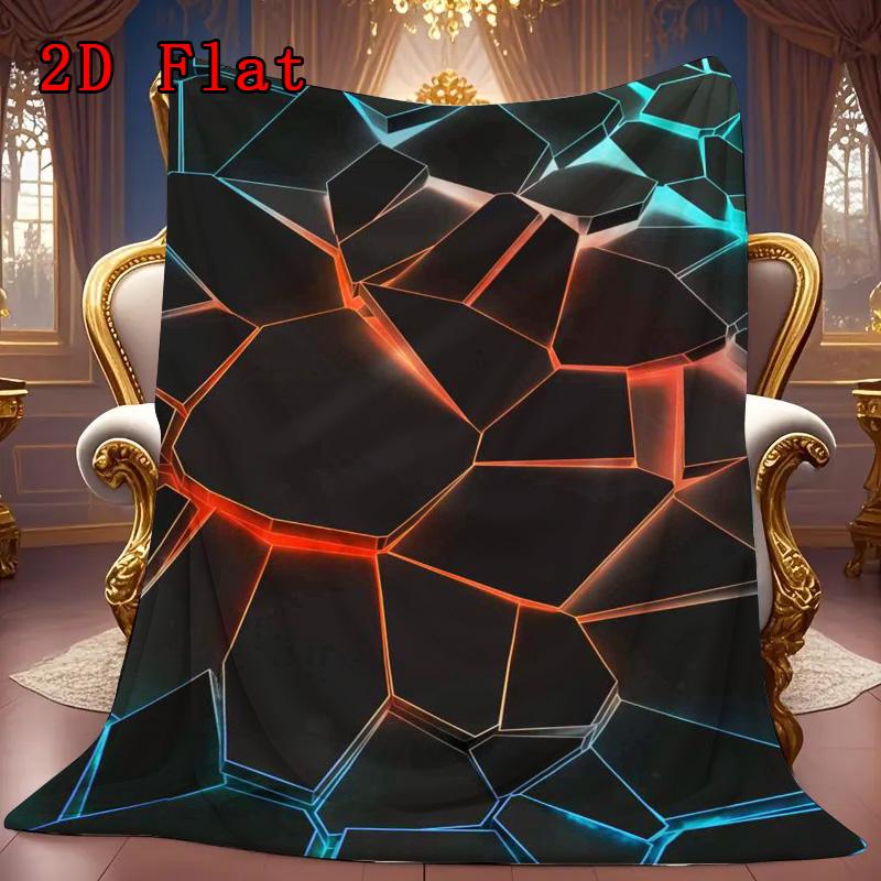 Geometric Colorful Light Rays 2D Flat Pattern Flannel Blanket High quality All Seasons Warmth and Comfort Perfect for Christmas Gifts.