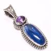 Натуральный кианит, аметист драгоценный камень 925 проба стерлинговое серебро кулон 1,30" v2K47