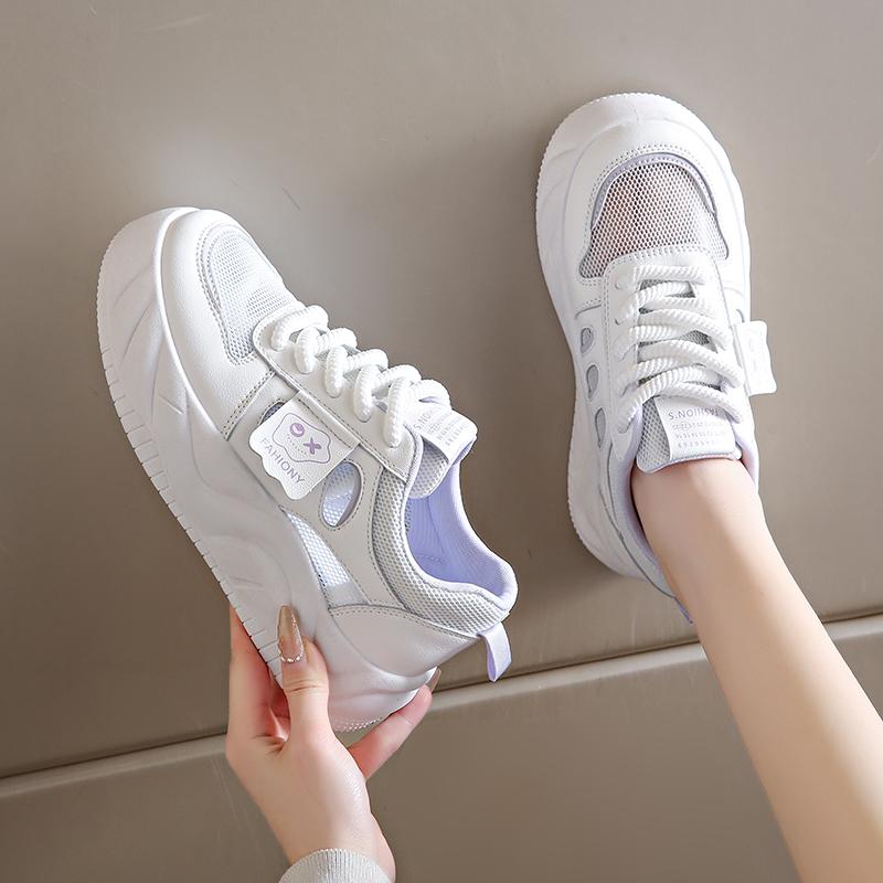 CRLAYDK 2024 Summer New In Women Platform Sneakers Mesh Breathable Walking White Shoes Skatebaording Casual Non Slip Tennis