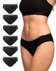 DANISH ENDURANCE Organic Cotton Stretch Bikini Size M Women's Panties, 6-Pack, Black,