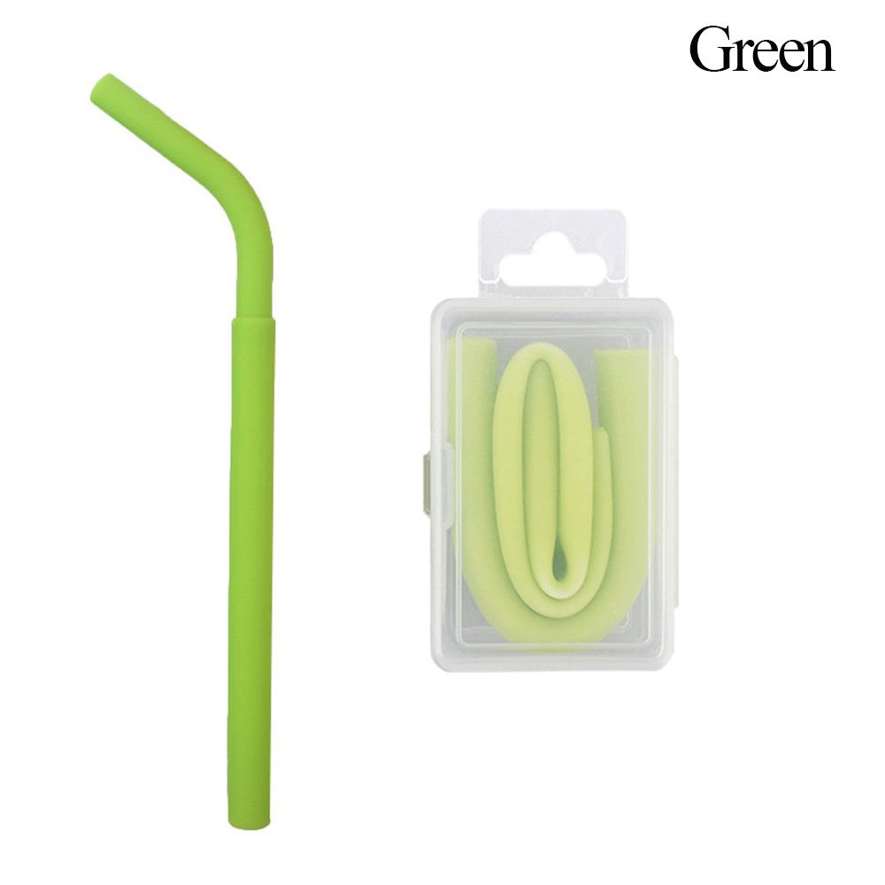 Reusable Drinkware Barware Cleaning Brush Silicone Straws Bar Accessories Foldable Drinking Straw