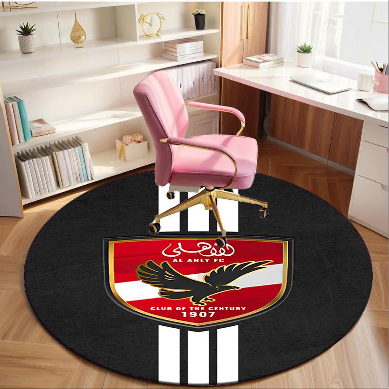 1PC round rug Ahly Football club Printed Round Area Rug ,Rug For Home Office, Round Chair Rug, Decorative Carpet Fan gifts Christmas gift