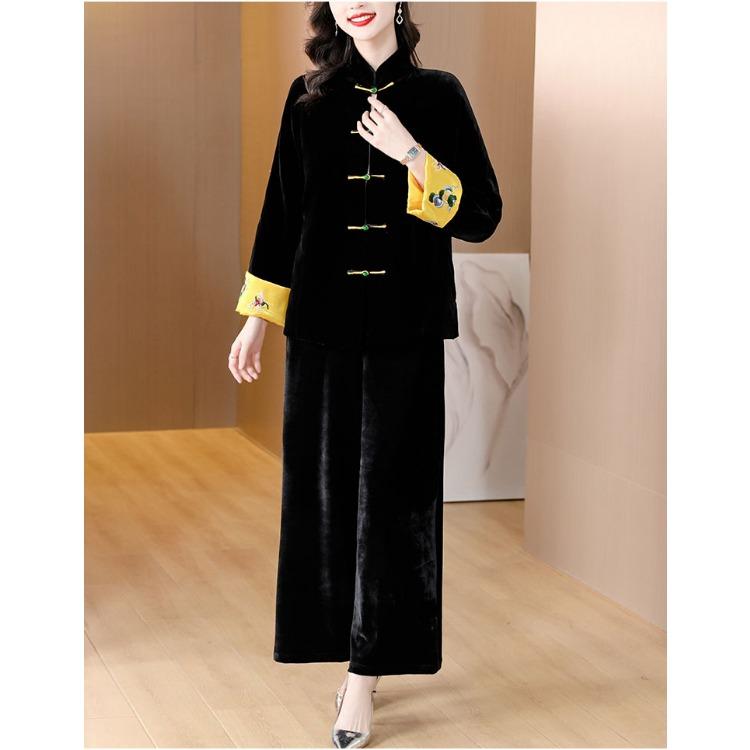 Винтажное хлопковое пальто из шелка и бархата в китайском стиле для женщин с пряжкой на новый год