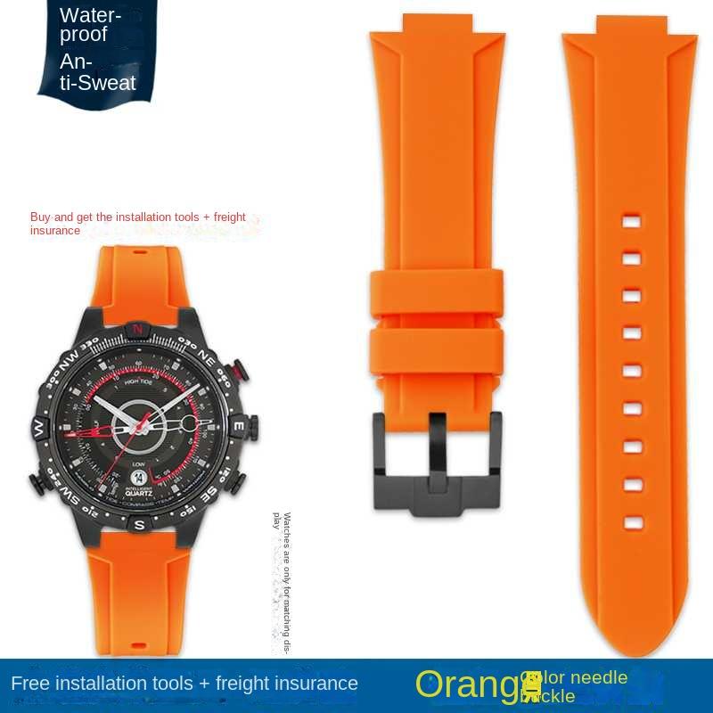 Выпуклый ремешок для часов Силиконовый браслет для timex T2N738 T2N739 T2N720 T2N721 T49706 Ремешок для часов с бабочкой Резиновый ремешок 24X16 мм