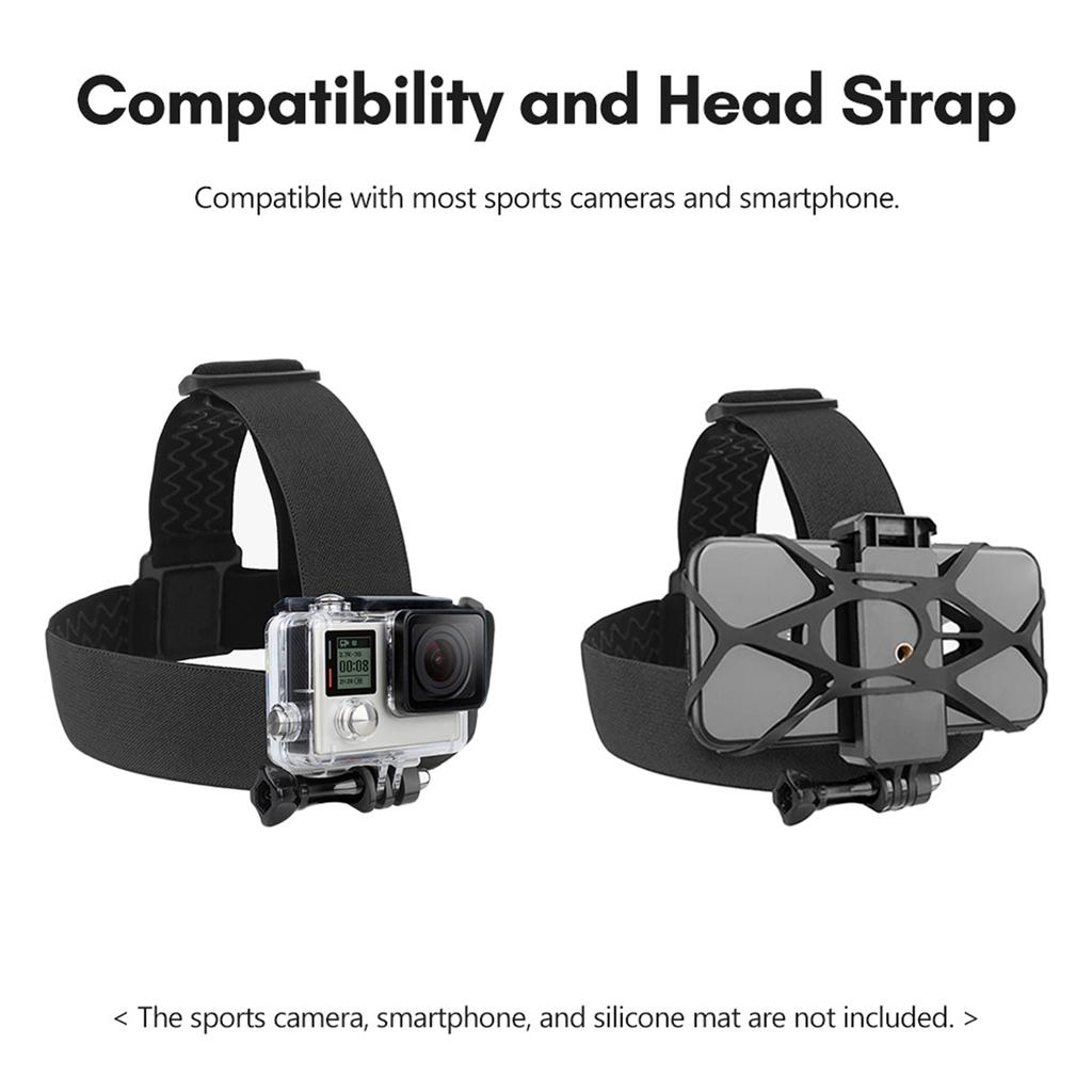 Sports Camera Accessory Set Chest Strap Mount + Head Strap + Neck Holder + Phone Holder for Cycle Hiking Boating Travel
