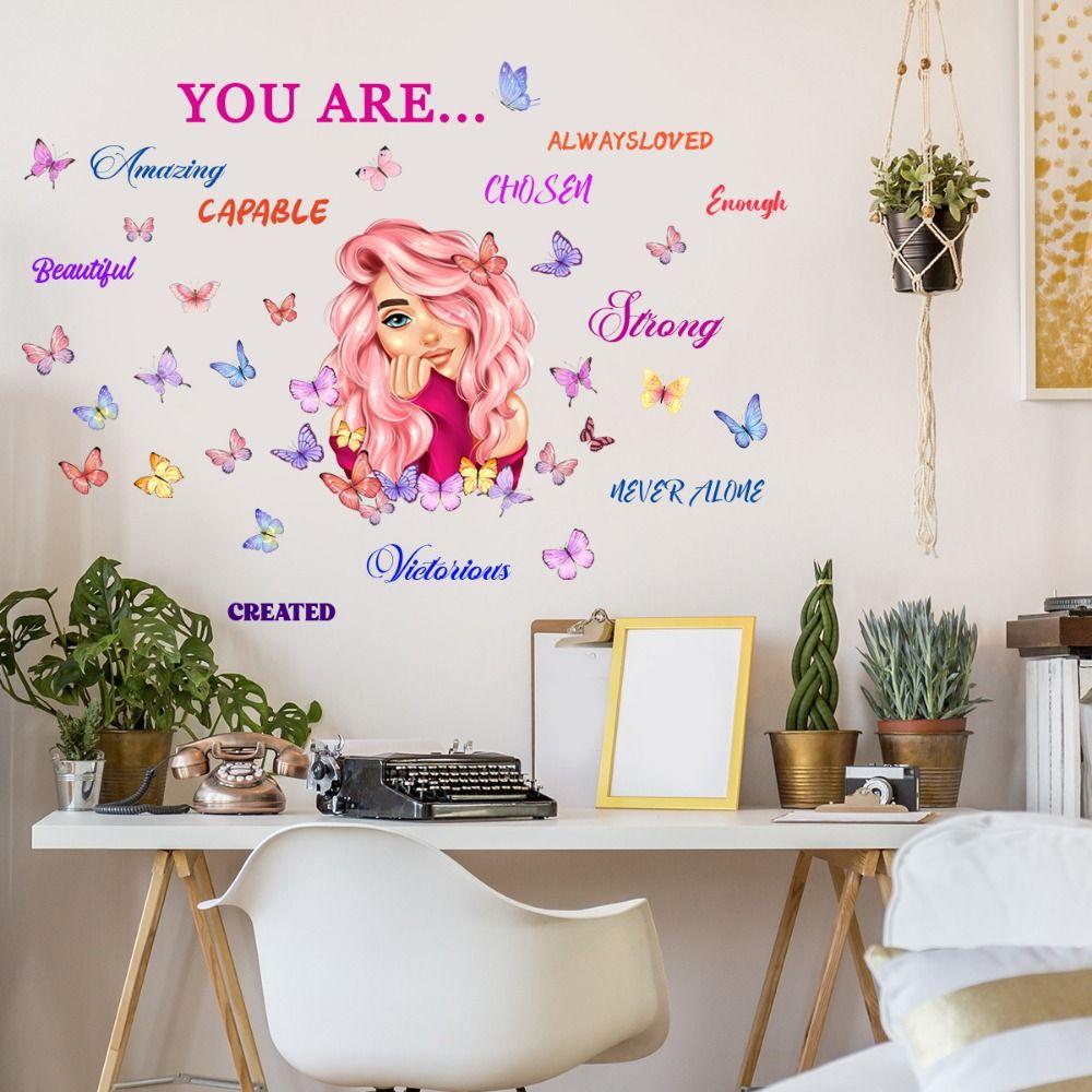 Мультяшные наклейки на стену для девочки, многоцветные, декоративные наклейки на стену, НОВЫЕ, наклейки на стену, детская комната