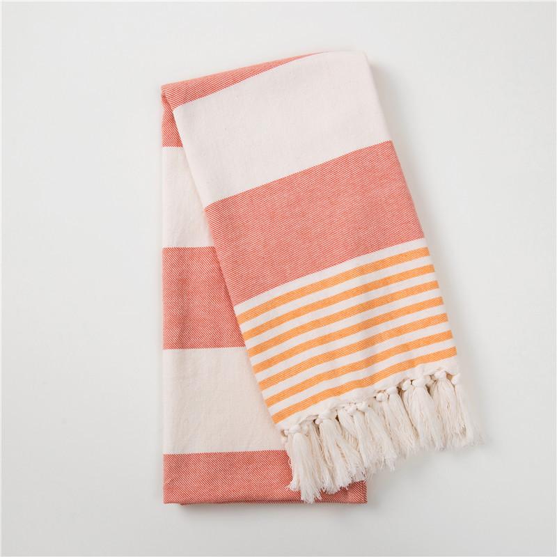 Turkey Striped Cotton Tassel Beach Towel for Adults