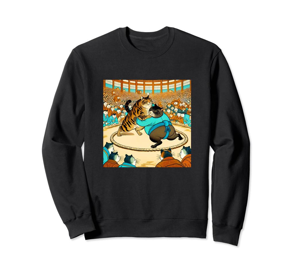 Funny Cat with Text for Funny Funny Sumo Sweatshirt T-shirt Men, Clothing, Merchandise, Gift, Humor, Wrestler, Ukiyo-e