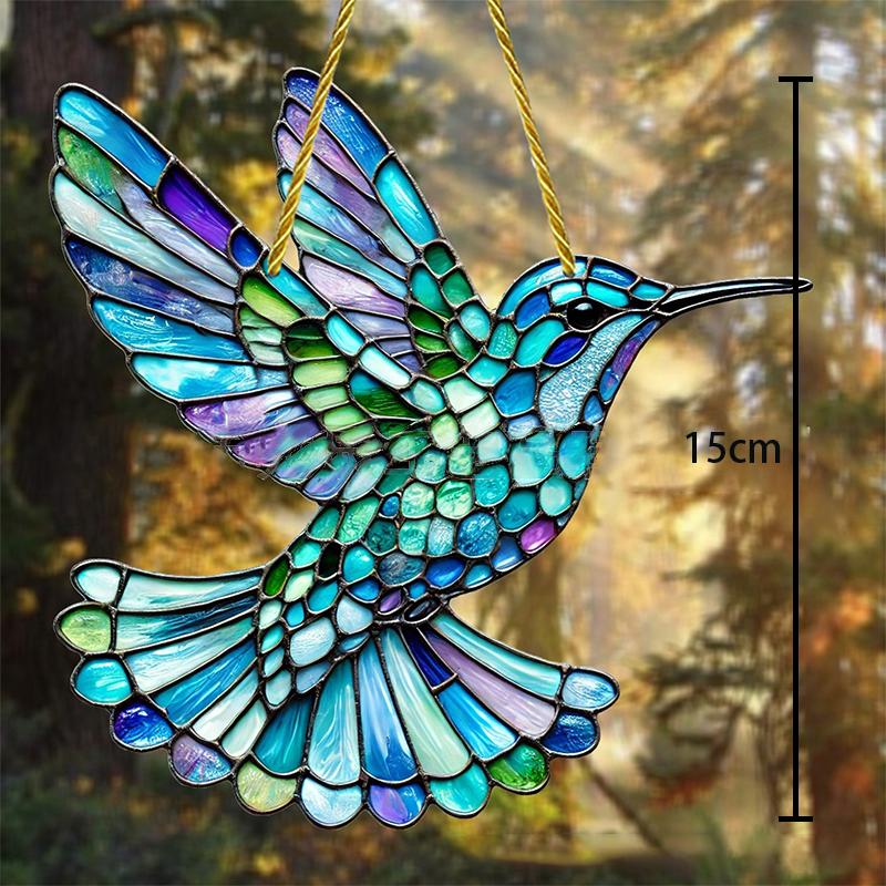 Великолепный ловец солнца в виде колибри - 8-дюймовый акриловый витраж, подходит для всех сезонов, подвесной декор, идеальный подарок для дома и сада