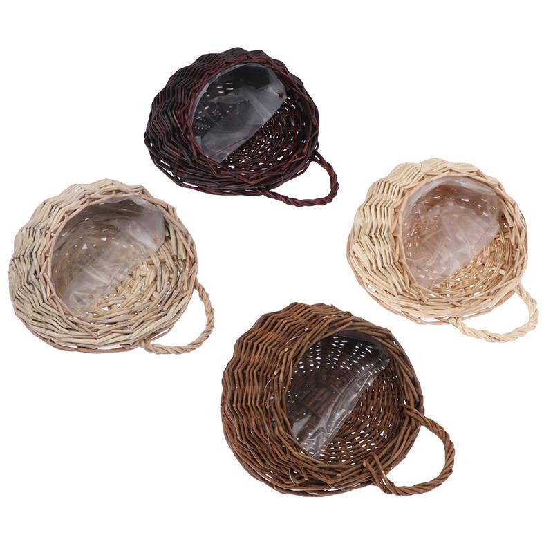Flower Planter Wall Hanging Wicker Rattam Basket Garden Vine Pot Plants Holder Wicker Basket Nest Flower Pot Home Decoration