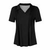 Женские футболки с коротким рукавом, плиссированные, с V-образным вырезом, однотонные, с воротником, летние топы, модные, деловые, повседневные, для работы