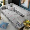 Four Seasons Chenille Armchair Cushion Big Flowers Non-slip Cushion Sofa Set Green Color Big Skirt Hem 18cm Lace Sofa Towel