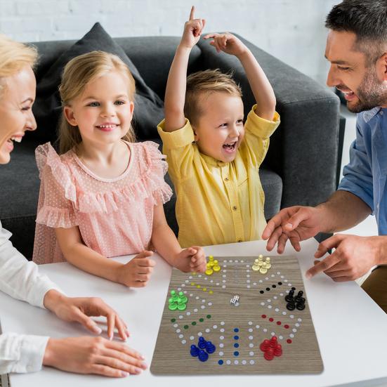 1 Set 6 Players Flying Chess Game with 35CM Rubber Chessboard 24 Chess Pieces 2 Dice Kids Adults Family Night Interactive Classic Strategy Game