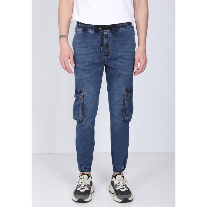 Мужские темно-синие брюки-джоггеры с карманами карго