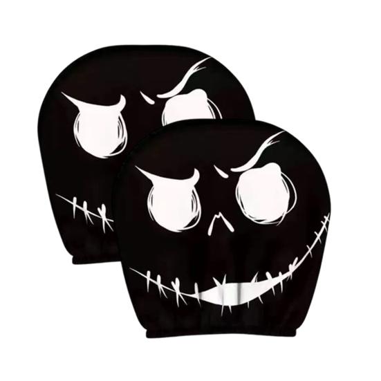 Skull Car Headrest Covers Spooky Print Auto Seat Head Rest