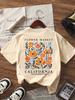 New Stylish Design California Floral Printed Tshirt Casual Round Neck Short Sleeve Tshirt Fashionable Versatile Unisex Top Tee