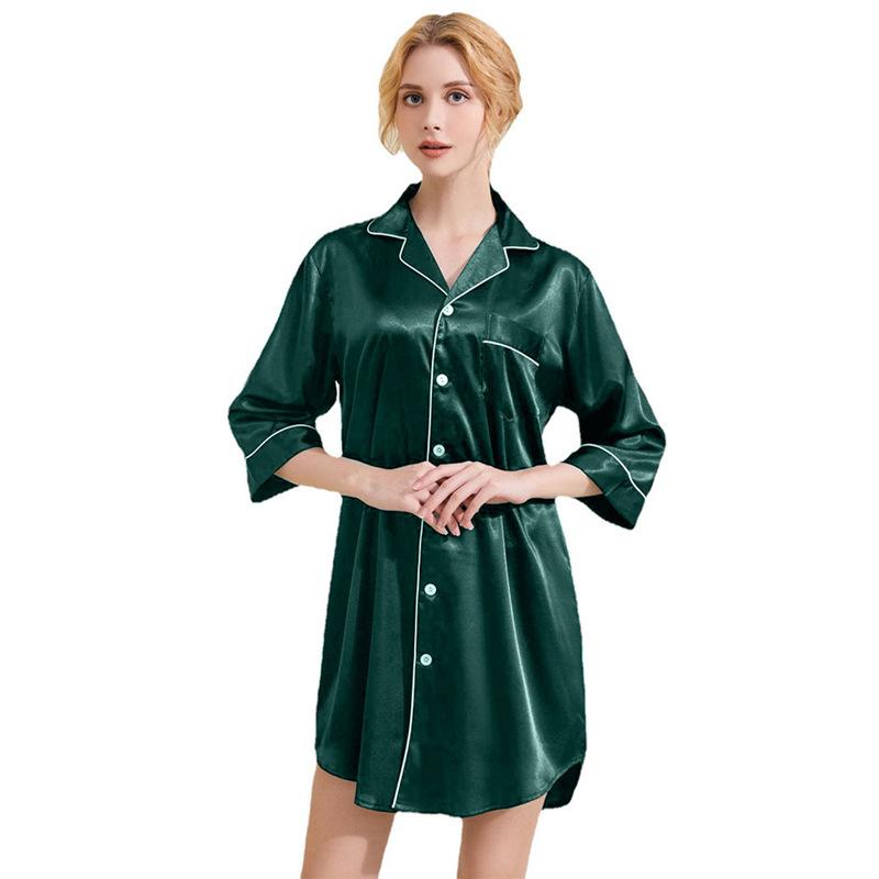 Плюс Размер Женский Летний Ультра Тонкий Сексуальный Домашний Платье Рубашка Пижама