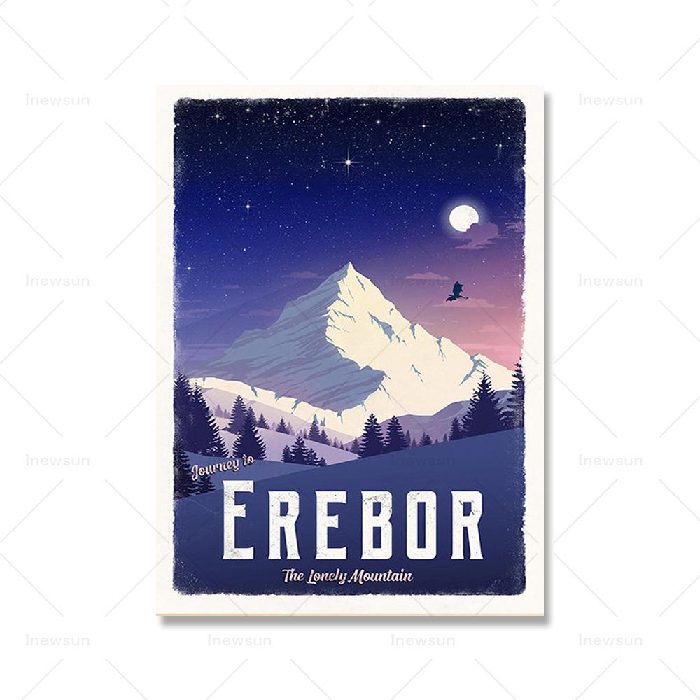 Erebor Wall Art Холст Картина Винтаж Пейзаж Абстрактные Печать и Постер Картины Путешествия Подарок Гостиная Домашний Декор