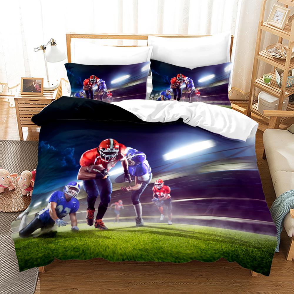 Комплект постельного белья Burning Football King Size для мальчиков, женщин, мужчин, комплект постельного белья Blue And Red Flame, полиэстер, покрывало, спорт