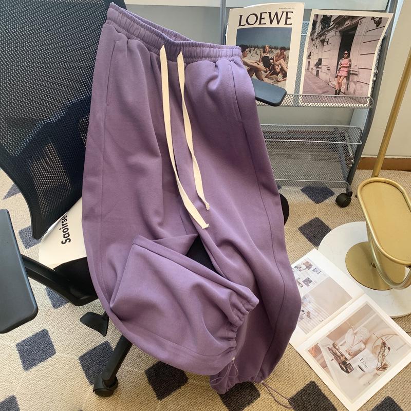 Extra Large 300 Catty Elastic Waist Wide-Leg Drawstring Pants for Spring/Autumn - Versatile Leisure Sportswear