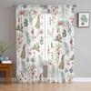 Watercolor Rabbit Flowers Easter Spring Sheer Curtains For Living Room Kitchen Window Curtains Bedroom Tulle Voile Curtains