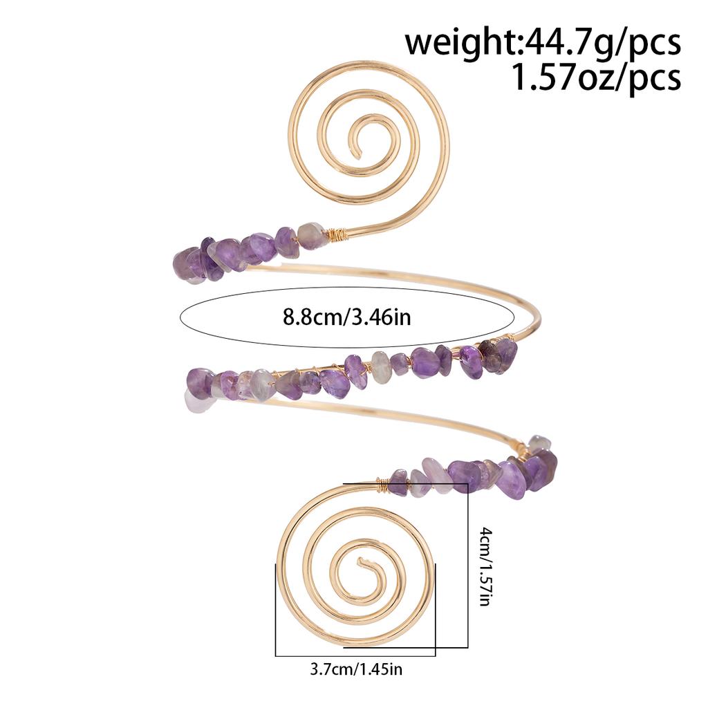 Ingemark 12 Colors Bohemian Stone Upper Armband Cuff Open Bangles for Women Tassel Long Chain Pendant Arm Body Bracelet Jewelry