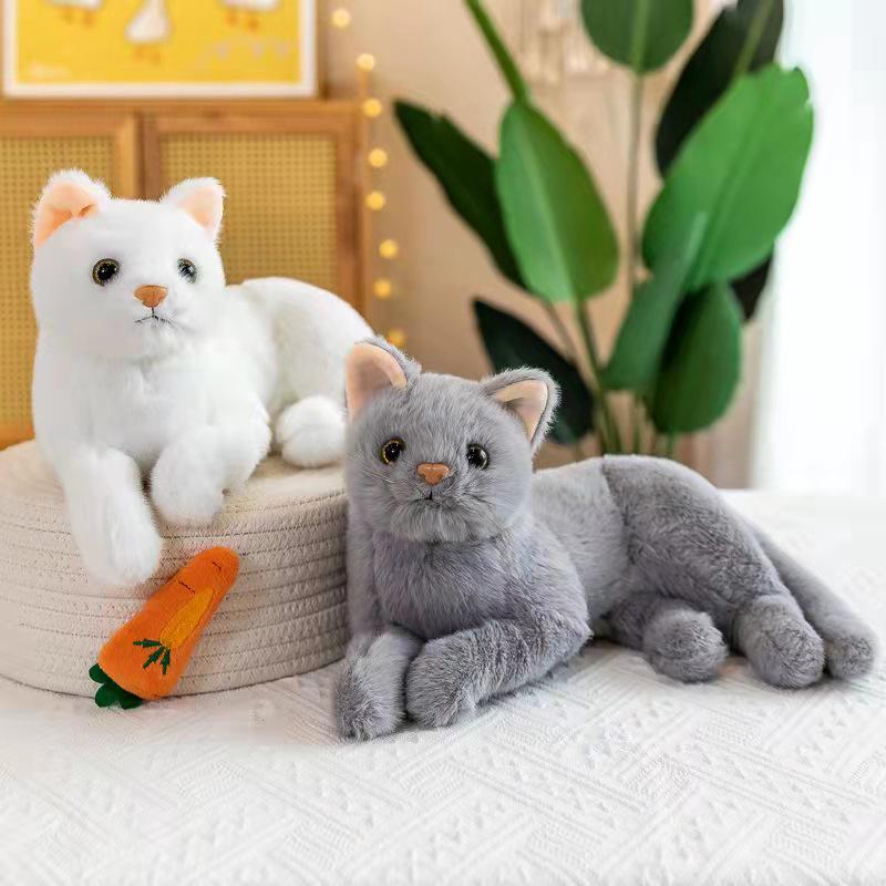 Lifelike Cat Plush Toy - Posing Kitten Doll for Home Decor & Gifts