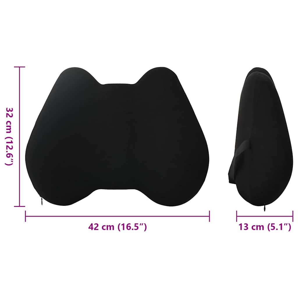 Back Support Pillow Black Memory Foam 40 x 32 x 13 cm