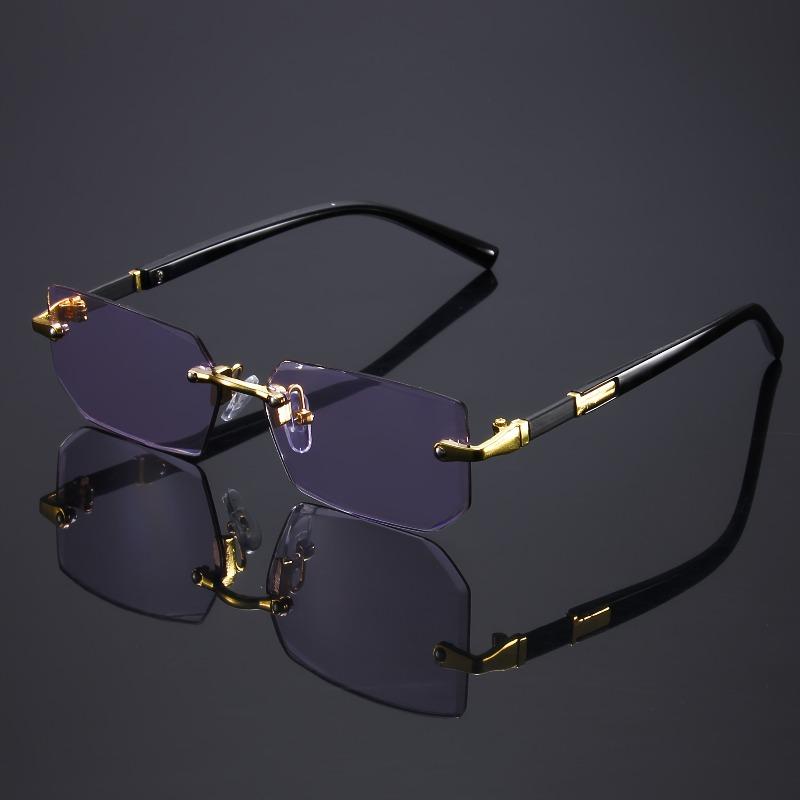 10pcs Trendy Rimless Rectangle Sunglasses Frameless Fashion Shades Punk Sunglasses Gradient Men Women UV400 Eyewear Driving