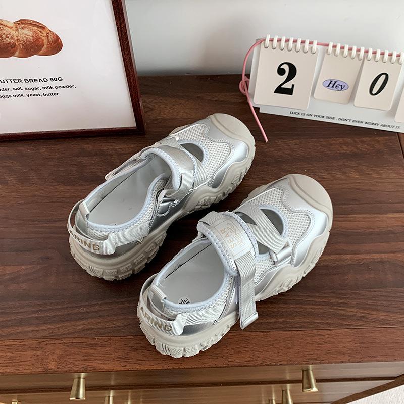2024 лето новая сумка голова женские сандалии мода липучка полые повседневные туфли корейская версия универсальные спортивные туфли тренд