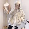 Plush Coat Women Autumn Winter Season Warm Loose Short Top Stand Collar Faux Fur Zipper Thick Solid Jacket