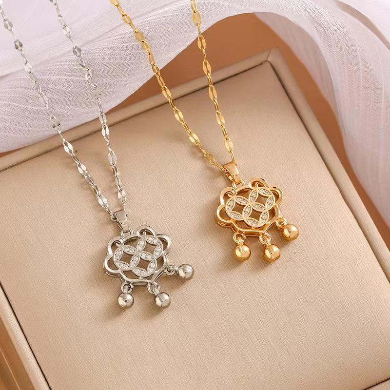 Новое ожерелье с подвеской Ping An Lock для женщин, простое, модное, легкое, роскошное, нишевое, дизайн высокого класса