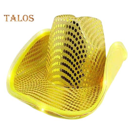 Ковбойская шляпа со светодиодной подсветкой в стиле ретро-вестерн, 5 доступных цветов, кепка с блестками от солнца, для рождественских вечеринок, ночных клубов, выступлений, фото-реквизита