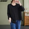 Dimanaf 2021 футболка, женская осенняя водолазка с длинным рукавом, хлопковые толстовки, корейская свободная одежда, белый топ с круглым вырезом, однотонные футболки