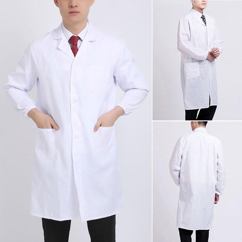 Men/Women Long Sleeve Medical Nurse Doctor White Coat Cosplay Costume Hospital Uniform Lab Coat Work Clothing Adults