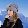 Fleece Lined Winter Beanie Hat Scarf Set Soft Warm Wool Hat Thermal Knit Cap Skiing