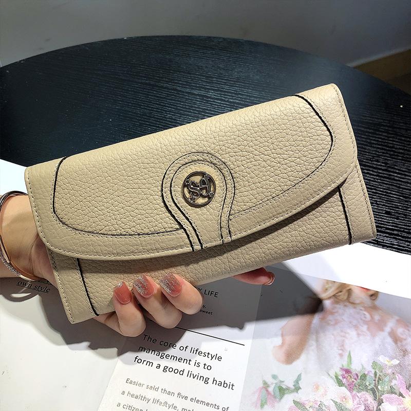 Новинка 2024 года, женские кошельки из натуральной кожи, роскошный длинный кошелек из воловьей кожи, оригинальный брендовый клатч-конверт, большой вместительный кошелек для телефона