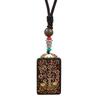 Tibetan Thangka Necklace Ebony Buddha Pendant Men's and Women's Long Simple Sweater Chain Retro Accessories