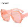 SO & EI ретро большие многоугольные квадратные женские солнцезащитные очки модные контрастные цветовые оттенки UV400 мужские желе чайно-розовые солнцезащитные очки