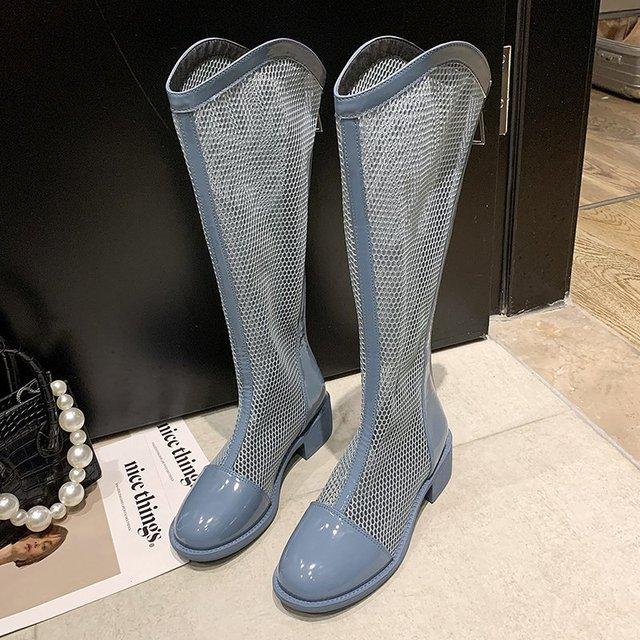 High Boots For Women Fashion Platform Martern Boot Hollow Long Boots Woman Sring Autumn 2023 New Mesh Sexy Knee -Length Boots