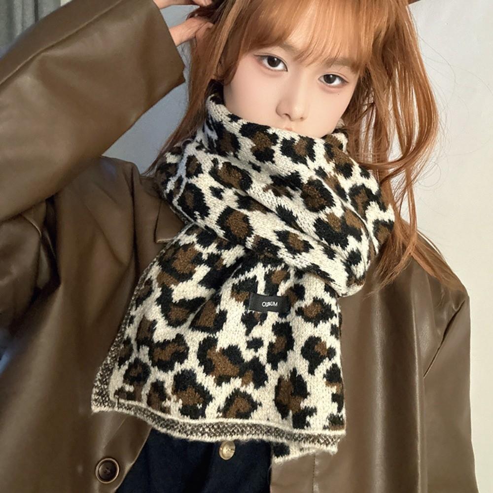 Lightweight Leopard Print Scarf Cashmere Blend Winter Shawl Fashion Imitation Wool Scarf Unisex