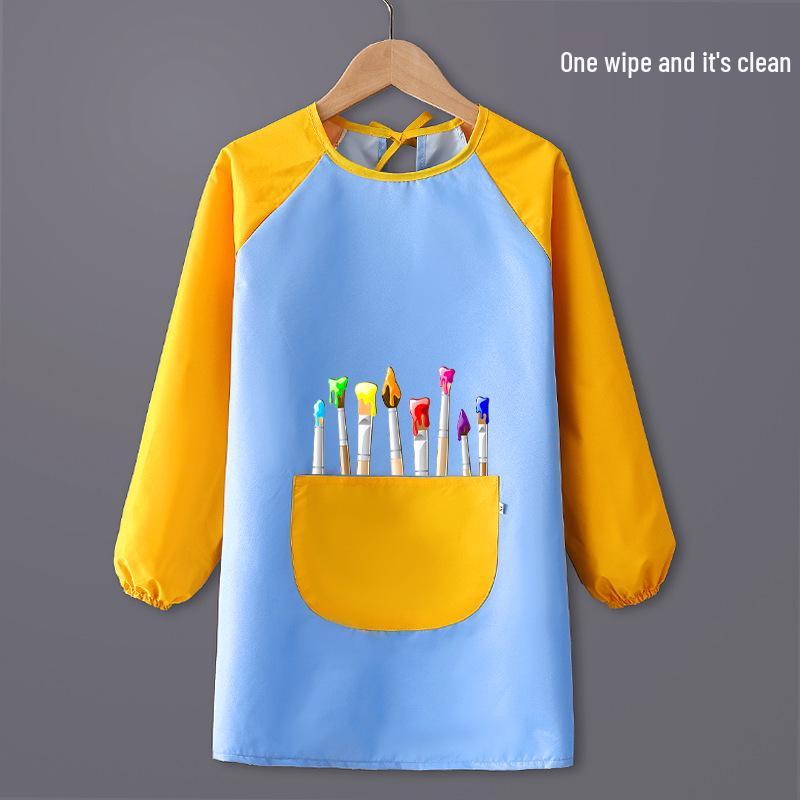 Kids' Waterproof Art Smock with Long Sleeves & Reversible Bib