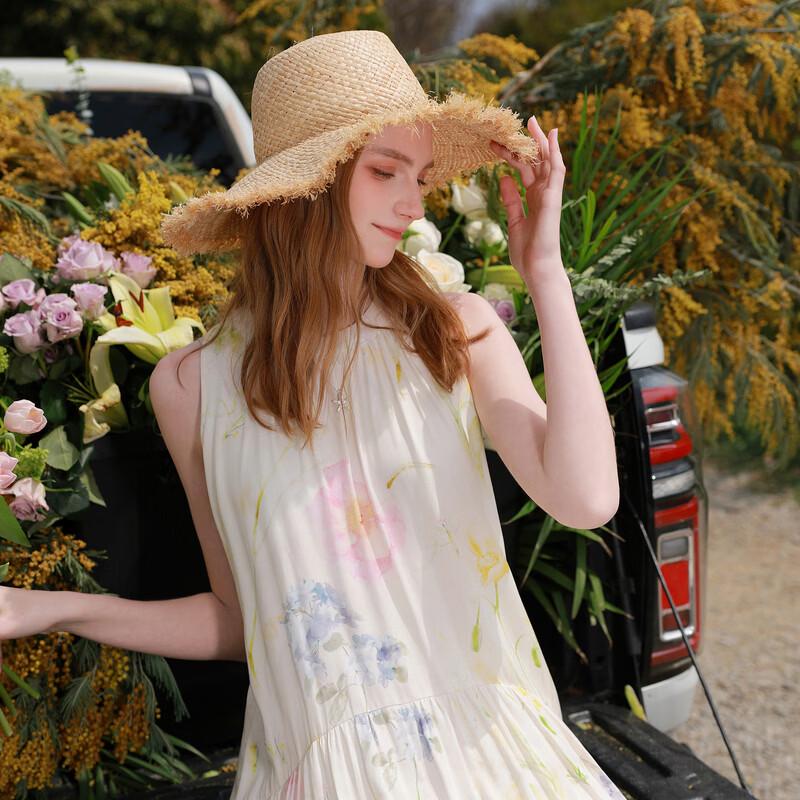Макси-платье А-силуэта с цветочным принтом, на завязках через шею, 100% лиоцелл