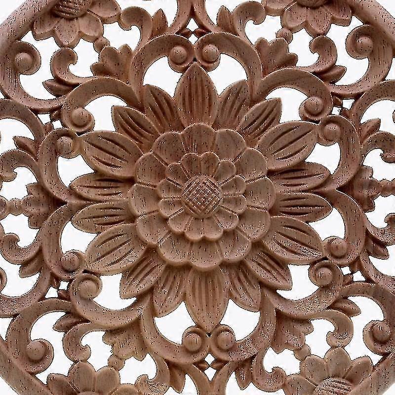 Wood Carving Flower Carving Furniture Cabinet Log Decal Unpainted Wood Pattern Decal Decorative Figure 15x15x0.8cm